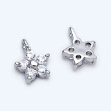 10pcs CZ Paved Silver Tone Tiny Flower Charms, Flower Pendant