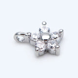 10pcs CZ Paved Silver Tone Tiny Flower Charms, Flower Pendant