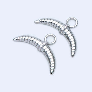 10pcs CZ Paved Silver Ox Horn Charm Pendant for DIY Jewelry Making (GB-1551-2)