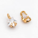 10pcs CZ Paved Star Charm Pendants 5mm, Real Plated Brass