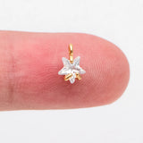 10pcs CZ Paved Star Charm Pendants 5mm, Real Plated Brass