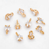 10pcs CZ Paved Star Charm Pendants 5mm, Real Plated Brass