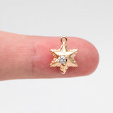 10pcs CZ Paved Star Charms 13x10mm, Star Pendants for Jewelry Making (GB-3130)