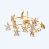 10pcs CZ Paved Starfish Ear Posts 8mm with Loops