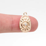 10pcs CZ Paved Sun Charms 18K Plated Brass Pendants For Jewelry Making DIY