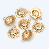 10pcs CZ Paved Sun Face Charms 18x15mm 18K Plated Brass Pendants DIY Accessories