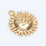 10pcs CZ Paved Sun Face Charms 18x15mm 18K Plated Brass Pendants DIY Accessories