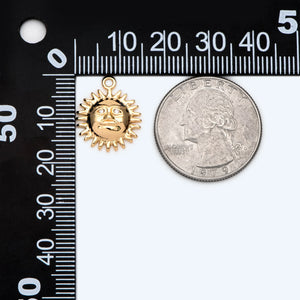 10pcs CZ Paved Sun Face Charms 18x15mm 18K Plated Brass Pendants DIY Accessories