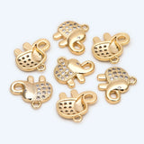 10pcs CZ Paved Elephant Charm, Real Plated Brass