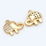 10pcs CZ Paved Elephant Charm, Real Plated Brass