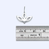 CZ Paved Silver Leaf Ear Post 17x14mm, Ear Crawler Earrings