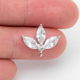 CZ Paved Silver Leaf Ear Post 17x14mm, Ear Crawler Earrings