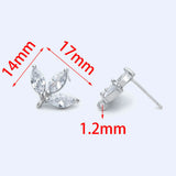CZ Paved Silver Leaf Ear Post 17x14mm, Ear Crawler Earrings