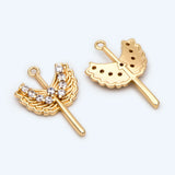 10pcs CZ Wing Charms 18K Plated Brass Pendants Jewelry Making DIY Findings