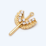 10pcs CZ Wing Charms 18K Plated Brass Pendants Jewelry Making DIY Findings