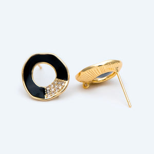CZ Circle Ear Posts, Geometric Stud Earrings, DIY Earring Findings