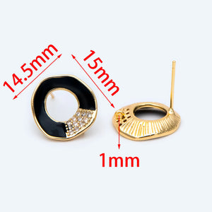 CZ Circle Ear Posts, Geometric Stud Earrings, DIY Earring Findings