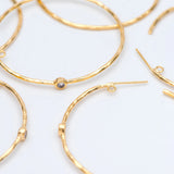 10pcs CZ Paved Earring Posts, Round Ring Stud Earring, Circle Hoop 50mm