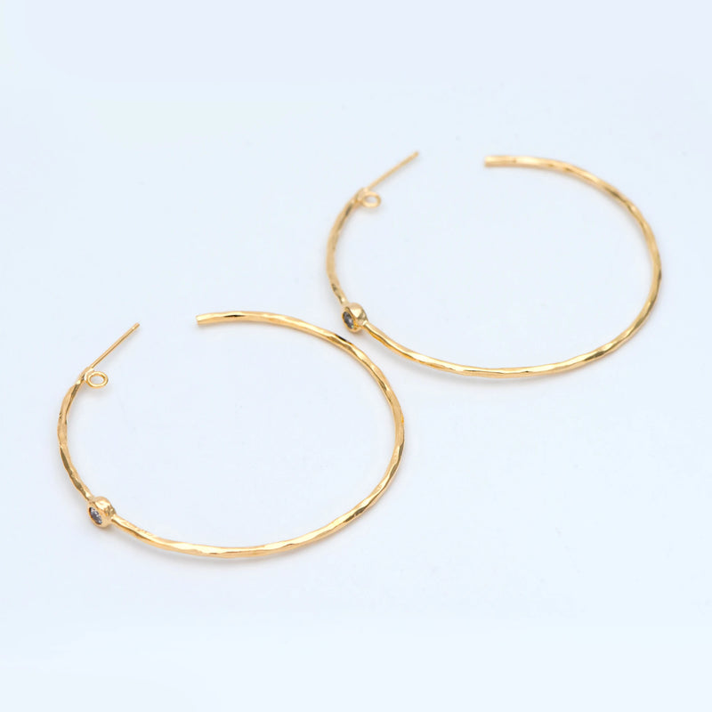 10pcs CZ Paved Earring Posts, Round Ring Stud Earring, Circle Hoop 50mm