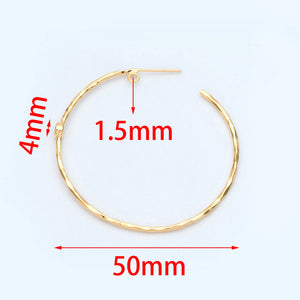 10pcs CZ Paved Earring Posts, Round Ring Stud Earring, Circle Hoop 50mm