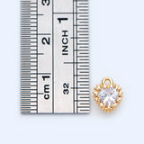 10pcs CZ paved Heart Charms 9x7mm, Plated Brass Heart Pendants