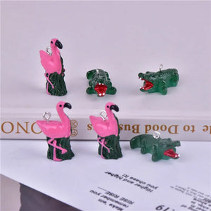 10pcs Cartoon Flamingo Crocodile Resin Charms DIY Jewelry Accessories
