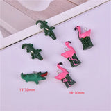 10pcs Cartoon Flamingo Crocodile Resin Charms DIY Jewelry Accessories