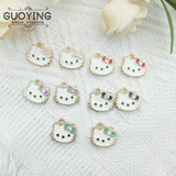 10pcs Cat Bow Alloy Charm Earrings DIY Enamel Accessories
