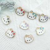 10pcs Cat Bow Alloy Charm Earrings DIY Enamel Accessories