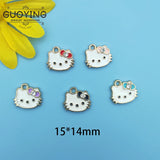 10pcs Cat Bow Alloy Charm Earrings DIY Enamel Accessories
