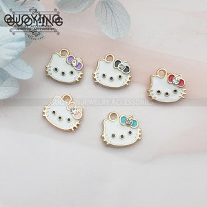 10pcs Cat Bow Alloy Charm Earrings DIY Enamel Accessories