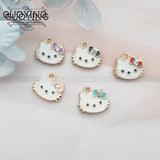 10pcs Cat Bow Alloy Charm Earrings DIY Enamel Accessories