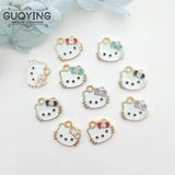 10pcs Cat Bow Alloy Charm Earrings DIY Enamel Accessories