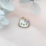 10pcs Cat Bow Alloy Charm Earrings DIY Enamel Accessories
