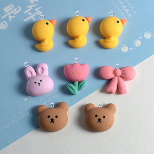 10pcs Animal Charms for Jewelry Making Flowers Bowknot Pendant DIY Earrings