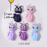 10pcs Moon Cat Resin Earring Charms for DIY Jewelry Making