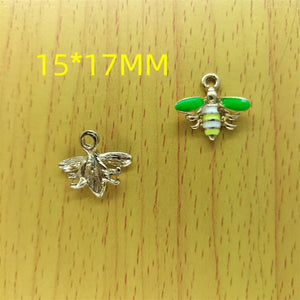 10pcs Cartoon Bee Charms Metal Enamel Animal Insect Charm Pendant DIY