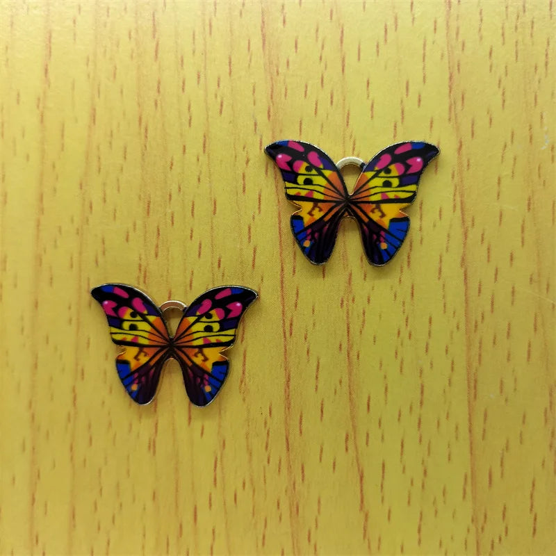 10pcs Butterfly Enamel Charms Metal Insect Pendant Diy Jewelry Accessories