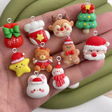 10pcs Christmas Charms for Jewelry Making Deer Tree Star Gift Bag Pendant