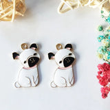 10pcs Enamel Balloon Dog Bulldog Charms Golden Puppy Pendants DIY Jewelry