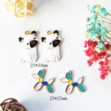 10pcs Enamel Balloon Dog Bulldog Charms Golden Puppy Pendants DIY Jewelry
