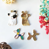 10pcs Enamel Balloon Dog Bulldog Charms Golden Puppy Pendants DIY Jewelry