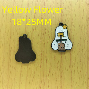 10pcs Duck Enamel Charms for Jewelry Making