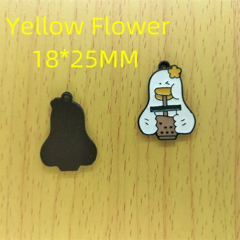 10pcs Duck Enamel Charms for Jewelry Making