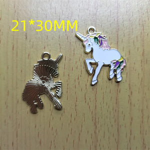 10pcs Cartoon Horse Enamel Charm Rainbow Animal Pendants DIY Jewelry