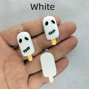 10pcs Halloween Resin Ghost Charm Pendants DIY Jewelry Making