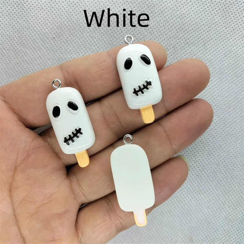 10pcs Halloween Resin Ghost Charm Pendants DIY Jewelry Making