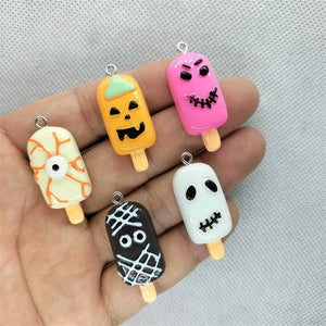10pcs Halloween Resin Ghost Charm Pendants DIY Jewelry Making