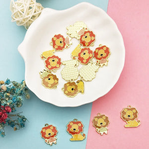 10pcs Cartoon Lions Enamel Charms Pendants DIY Jewelry Accessory Animals Charms