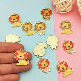 10pcs Cartoon Lions Enamel Charms Pendants DIY Jewelry Accessory Animals Charms